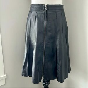 Margaret M Orange Label Leather Pleated Skirt